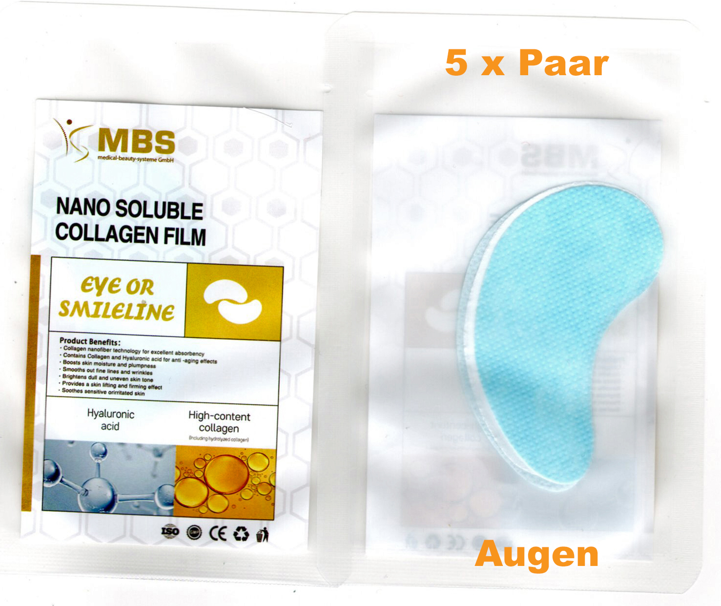 Hochwertige Nano Kollagenfilm Pad's -  5 Packs Wasserlösliche Gesichtsmaske für Augen