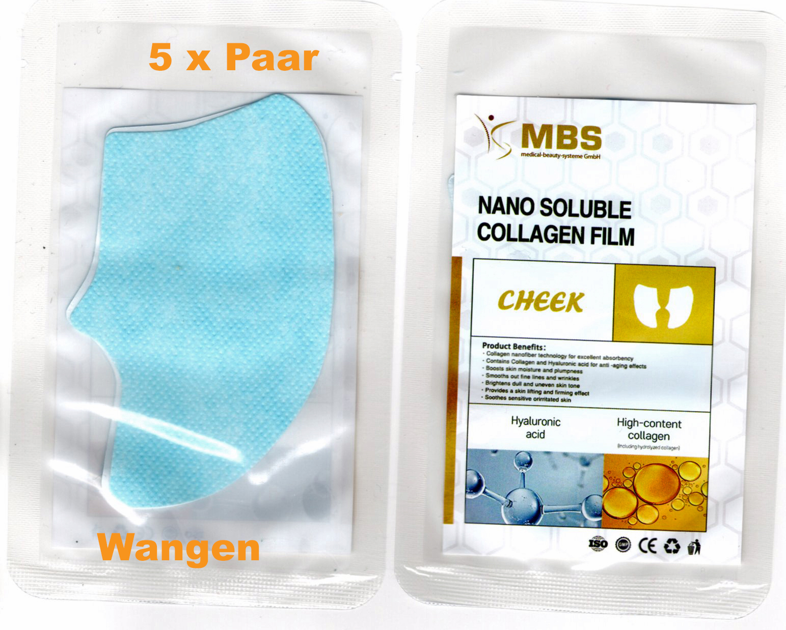 Hochwertige Nano Kollagenfilm Pad's -  5 Packs Wasserlösliche Gesichtsmaske für Wangen