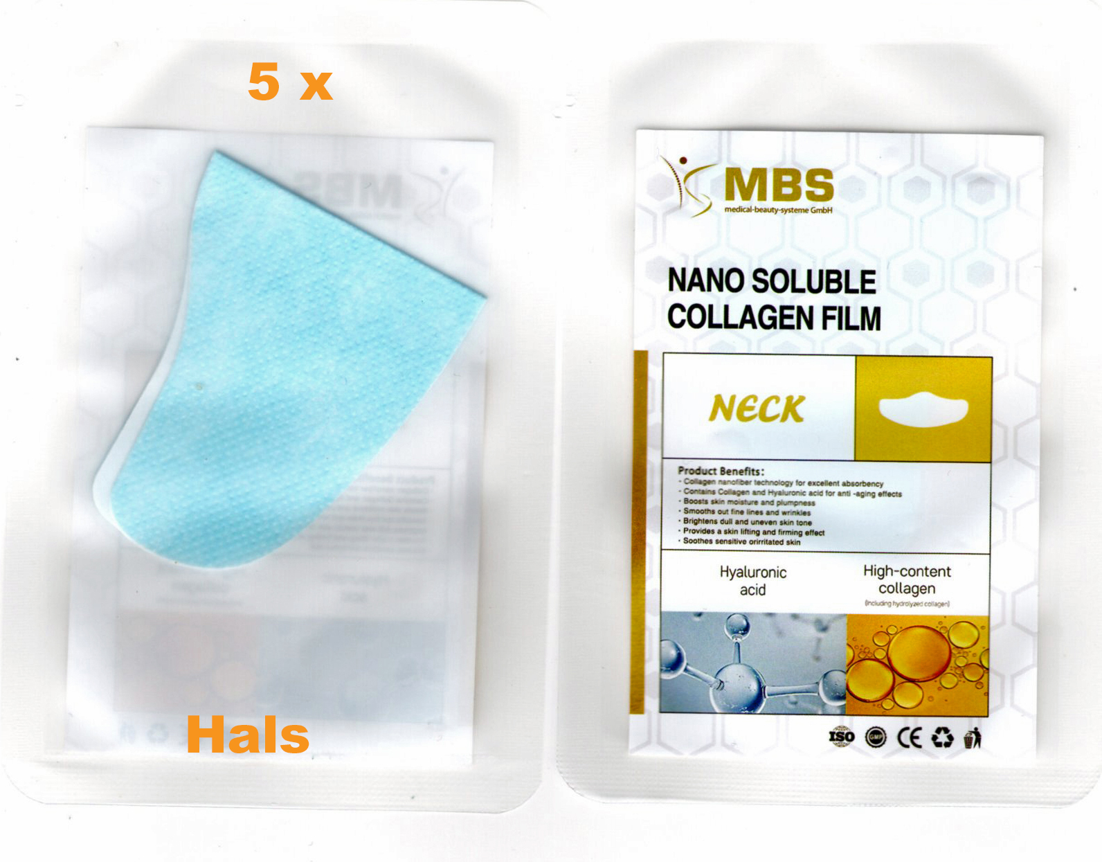 Hochwertige Nano Kollagenfilm Pad's -  5 Packs Wasserlösliche Gesichtsmaske für Hals